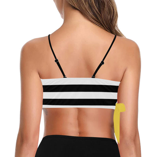 Thin Gold Line Flag Inspired Knot Side Bikini Top