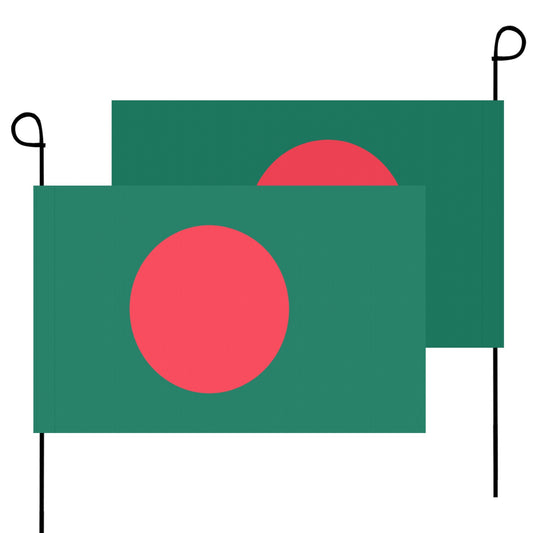 Two Bangladesh flags by Luv My Flag, green background.