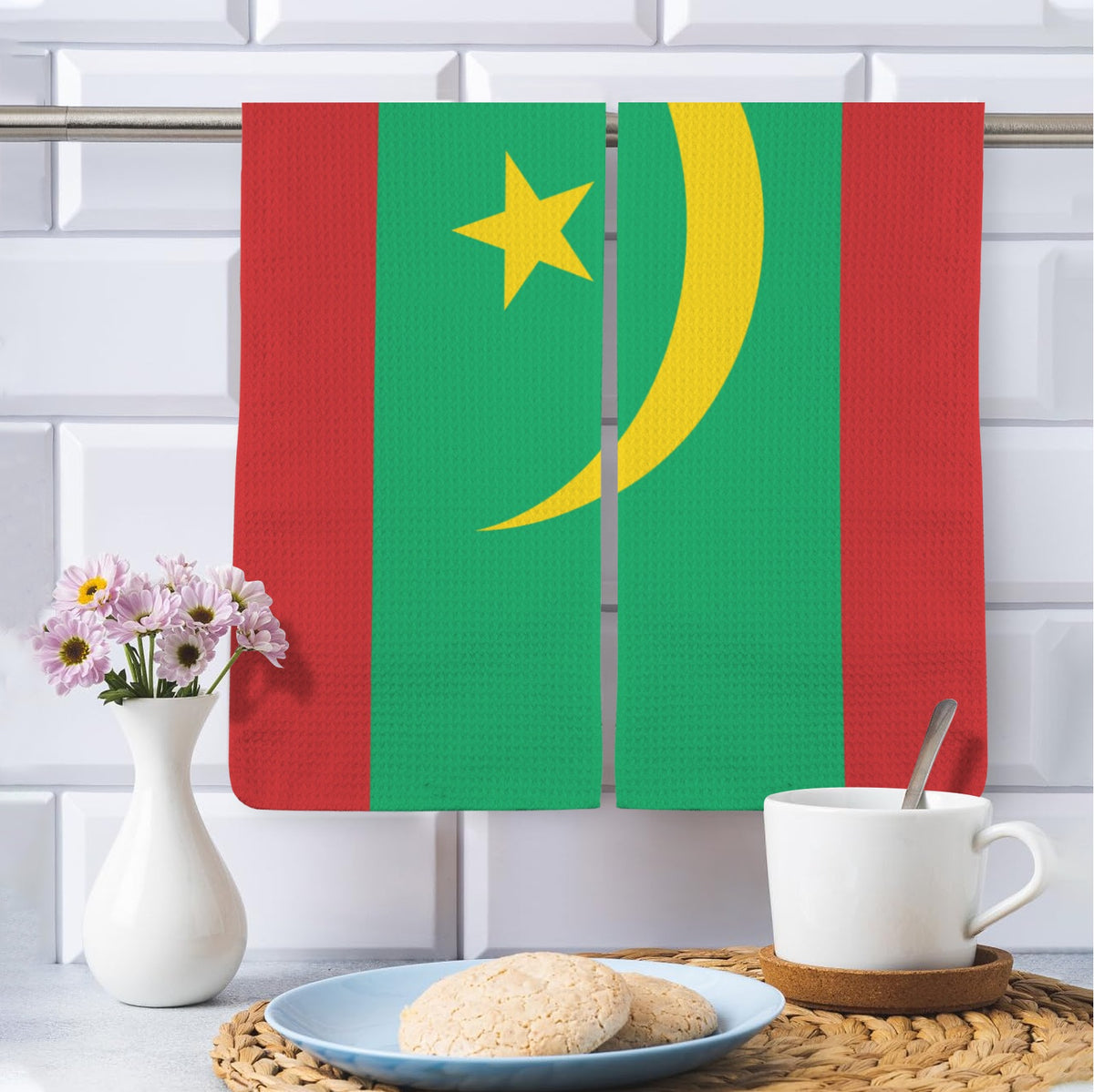 Mauritania Flag Inspired Kitchen Towel 40X60cm (Pack of 2) | Printed In the USA