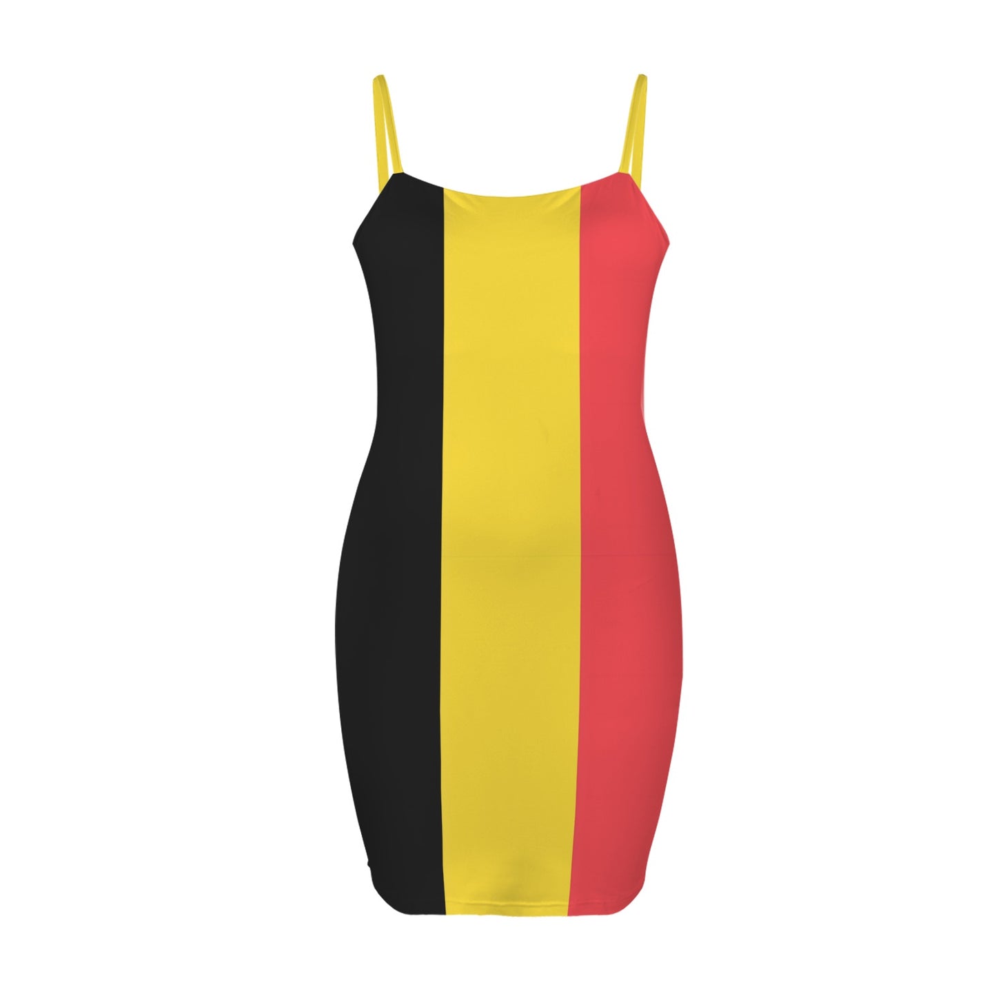 Belgium Flag Inspired Backless Spaghetti Strap Bodycon Dress