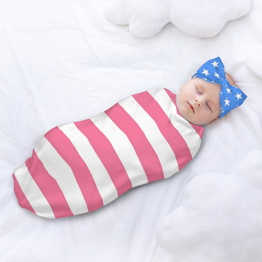 USA/American Flag Inspired Baby Swaddle Sack with Baby Headband (light colors)
