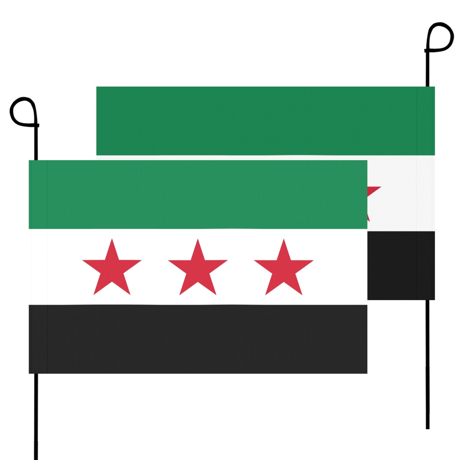Luv My Flag garden flags with green, red-star design.