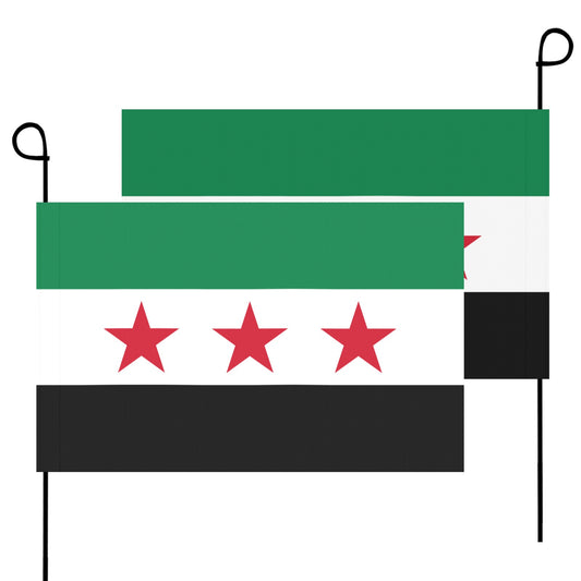 Luv My Flag garden flags with green, red-star design.