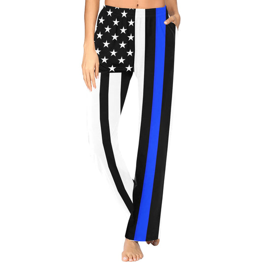 Thin Blue Line Flag Women's Pajama Trousers Made in the USA