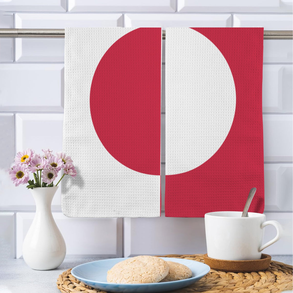 Greenland Flag Inspired Kitchen Towel 40X60cm (Pack of 2) | Printed In the USA
