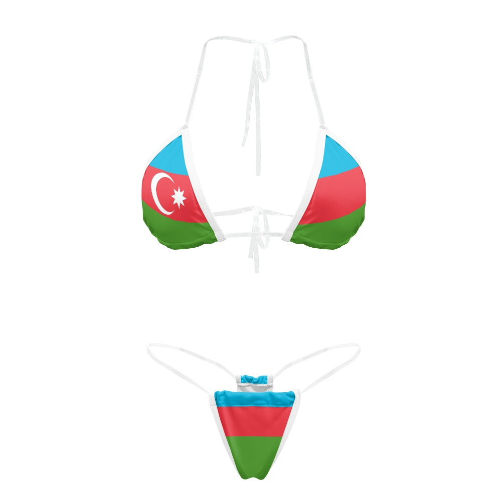 Azerbaijan Flag Inspired Transparent String Bikini