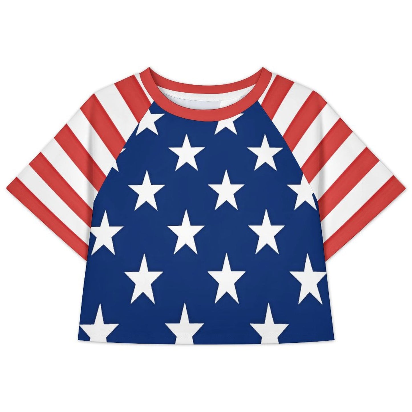 USA/American Flag Inspired Women's Cropped Shirt style-2