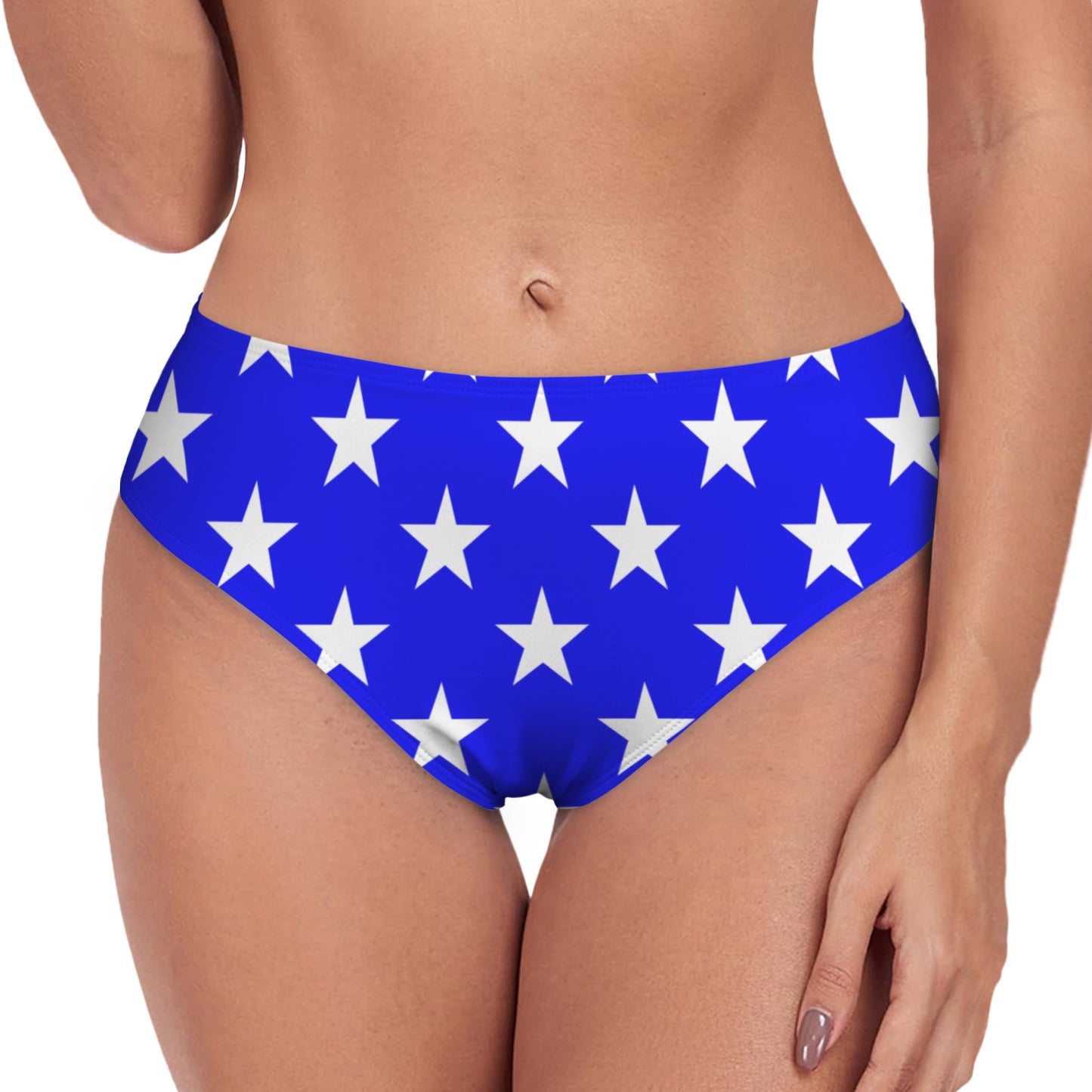 USA/American Flag Inspired Stars High-Waisted Bikini Bottom