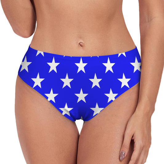 USA/American Flag Inspired Stars High-Waisted Bikini Bottom