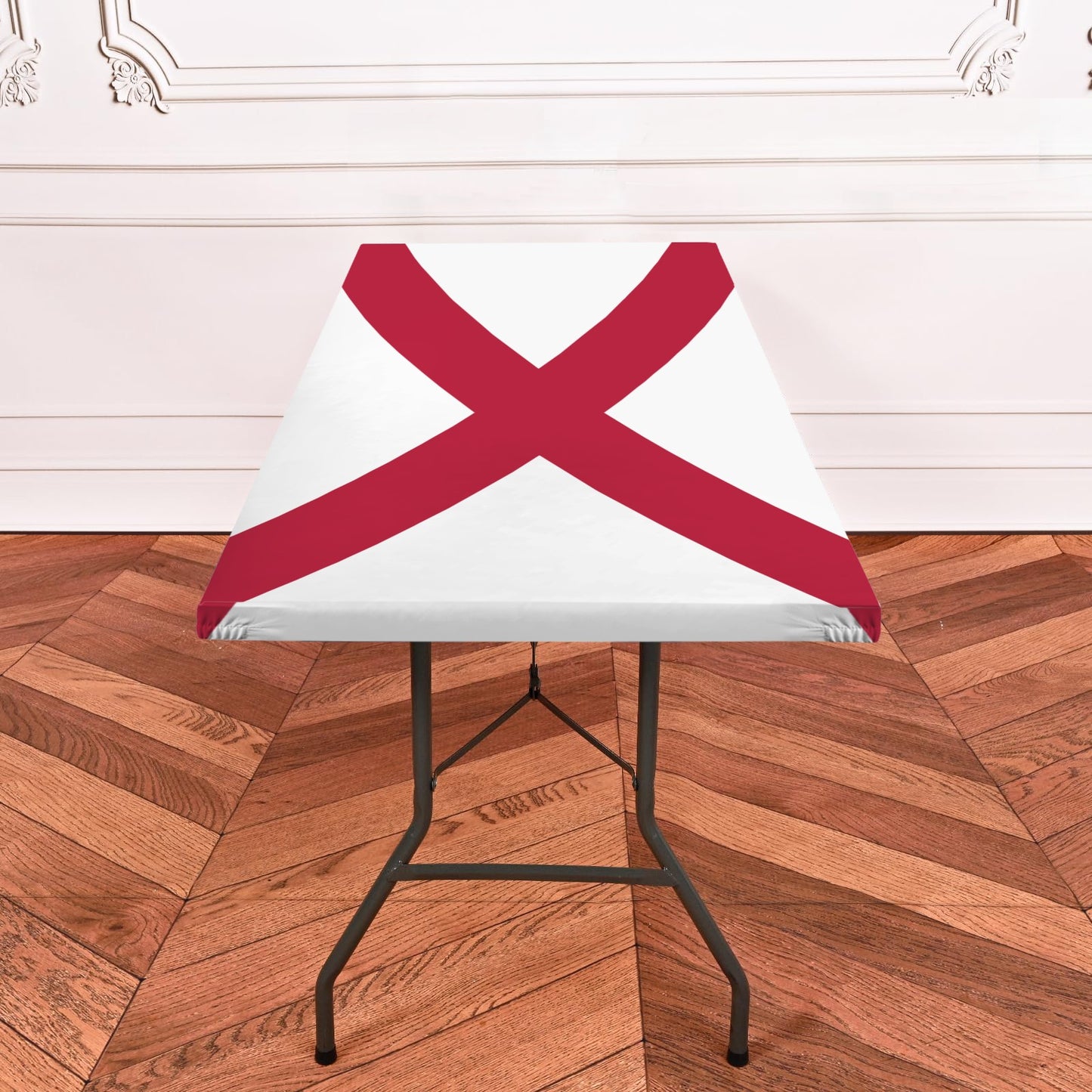 Alabama Flag Inspired Custom Elastic Fitted Tablecloth 72x30 inch (Made in the USA)