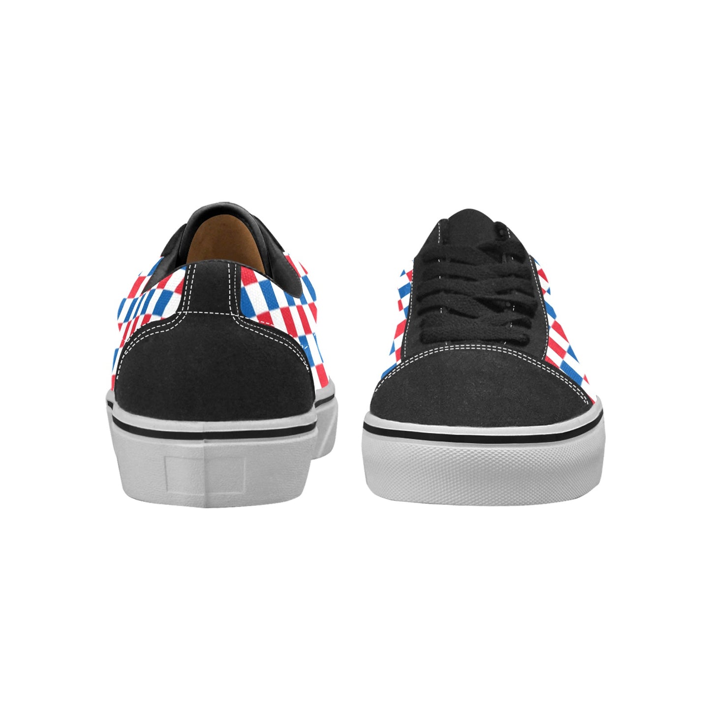 USA/American Flag Inspired Checkered Pattern Women's Lace-Up Canvas Shoes