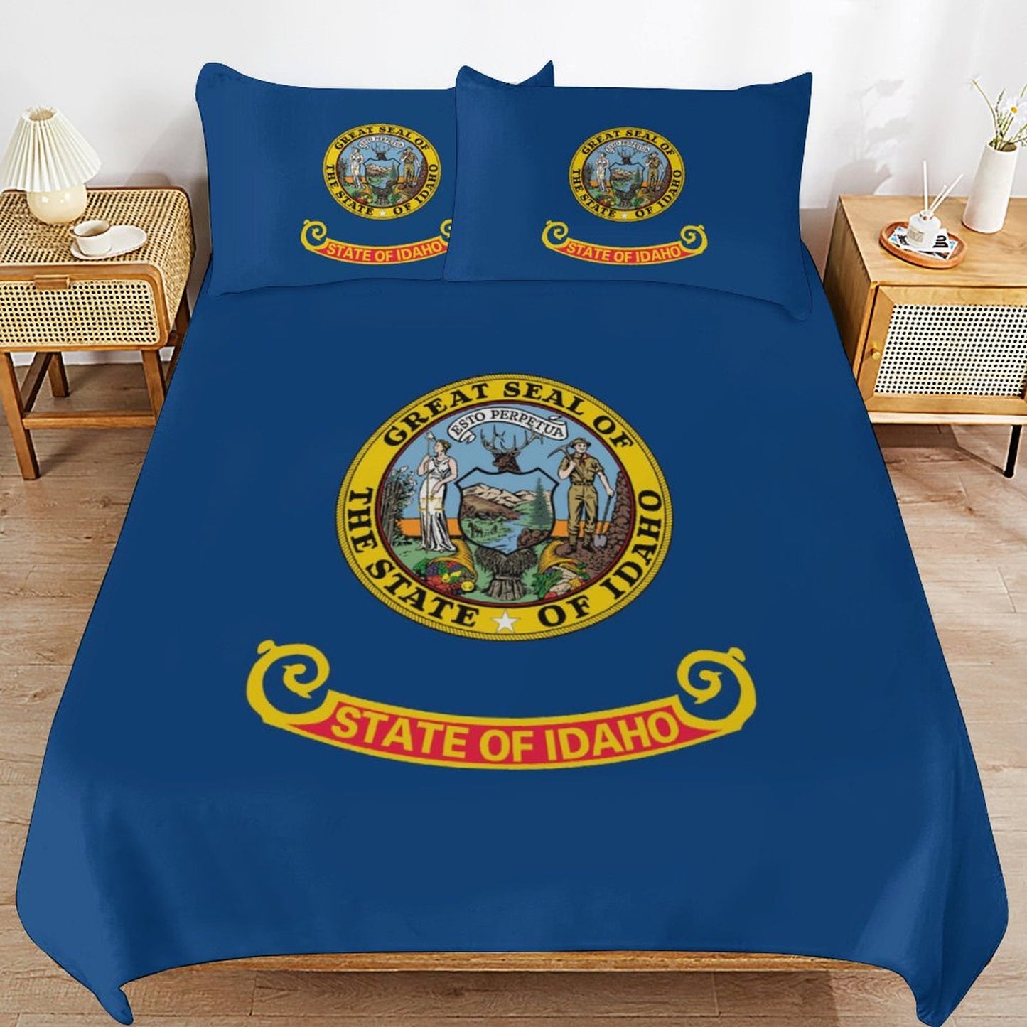 Idaho Flag Inspired 3-Piece Bedding Set (1 Duvet Cover + 2 Pillow Shams) – 102"×90"