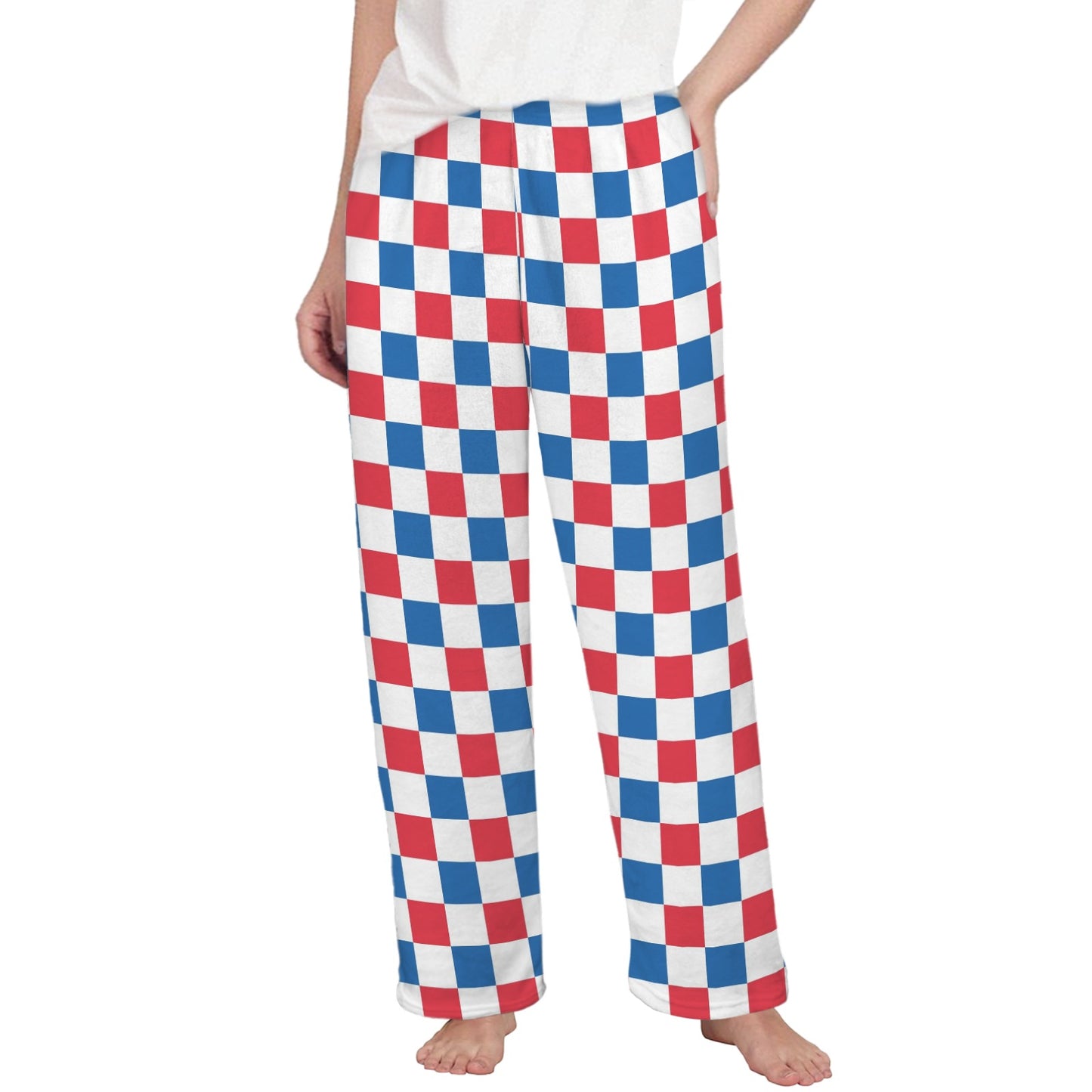 USA/American Flag Inspired Checkered Pattern Women's Flannel Pajama Trousers Made in the USA