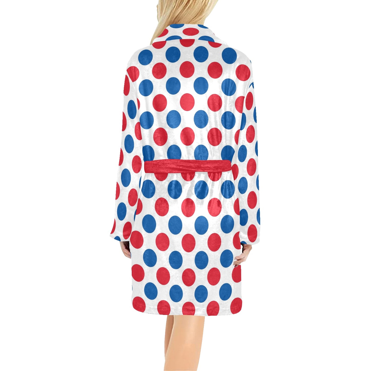 USA/American Flag Inspired Polka Dot Pattern Women's Fleece Robe