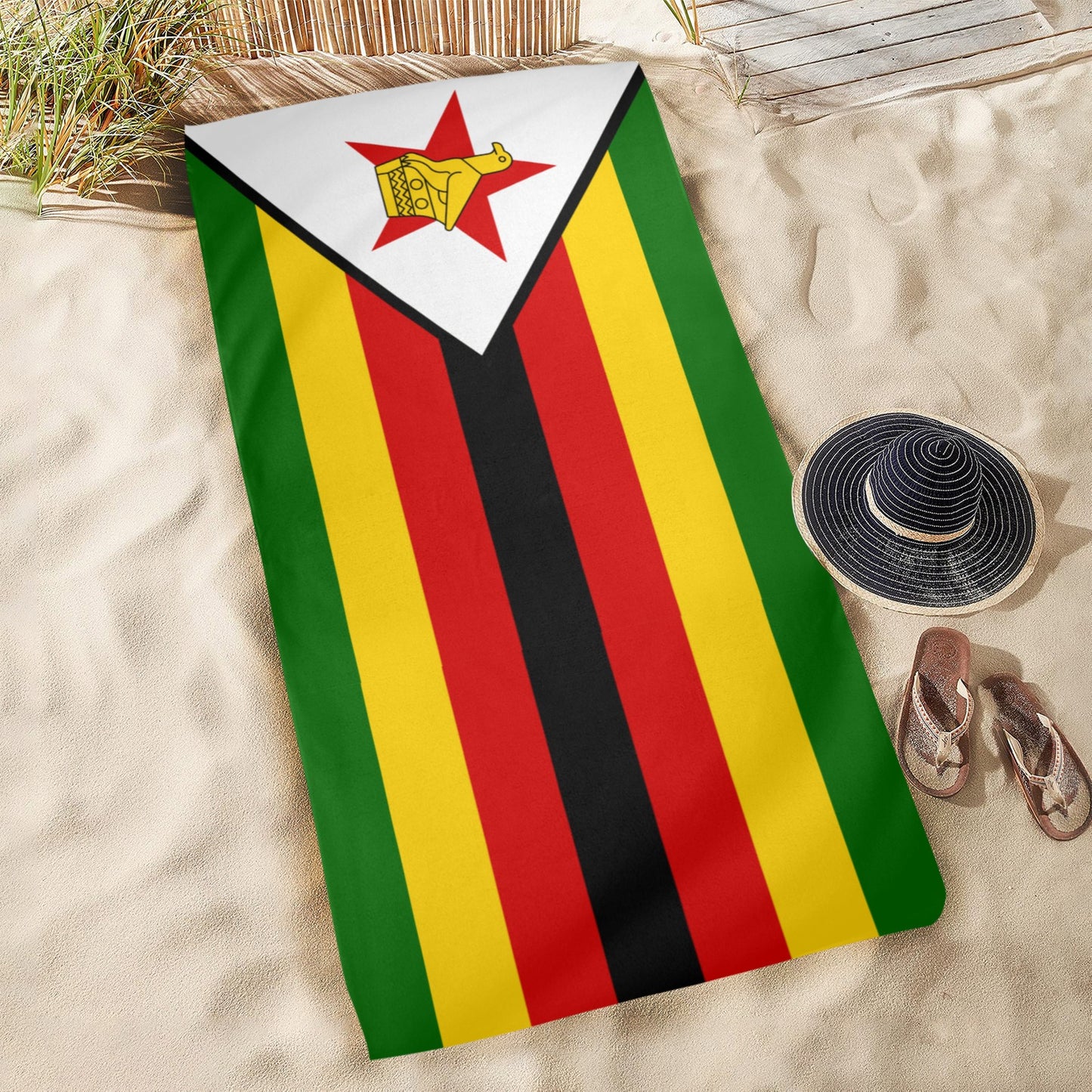 Zimbabwe Flag Beach Towel 31"x71" (Made in USA)