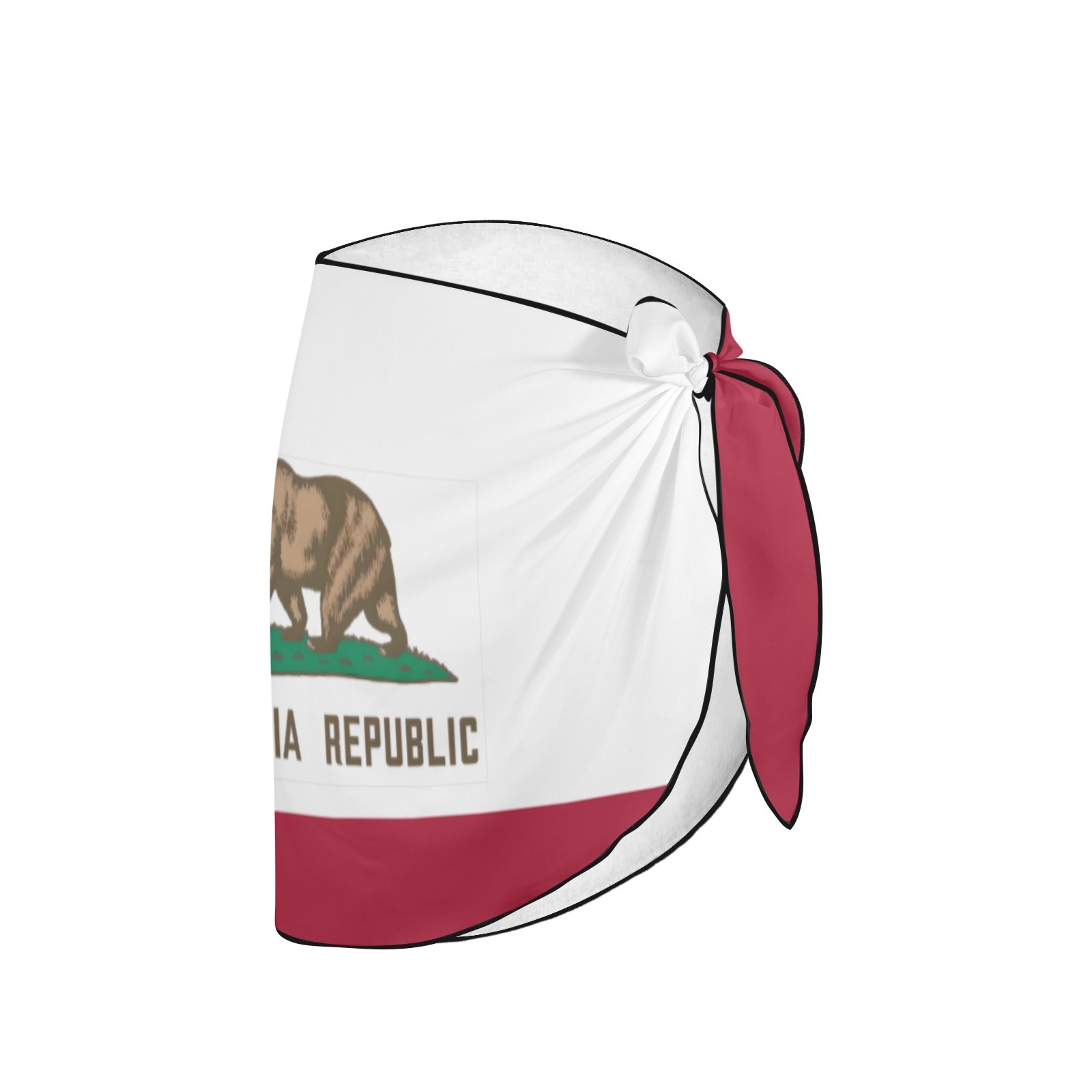 [Luv My Flag] wrap skirt featuring California Republic bear design.