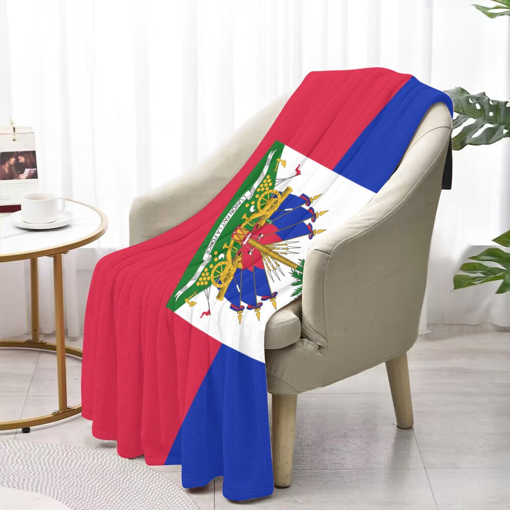 Luv My Flag blanket featuring vibrant Haitian flag design.