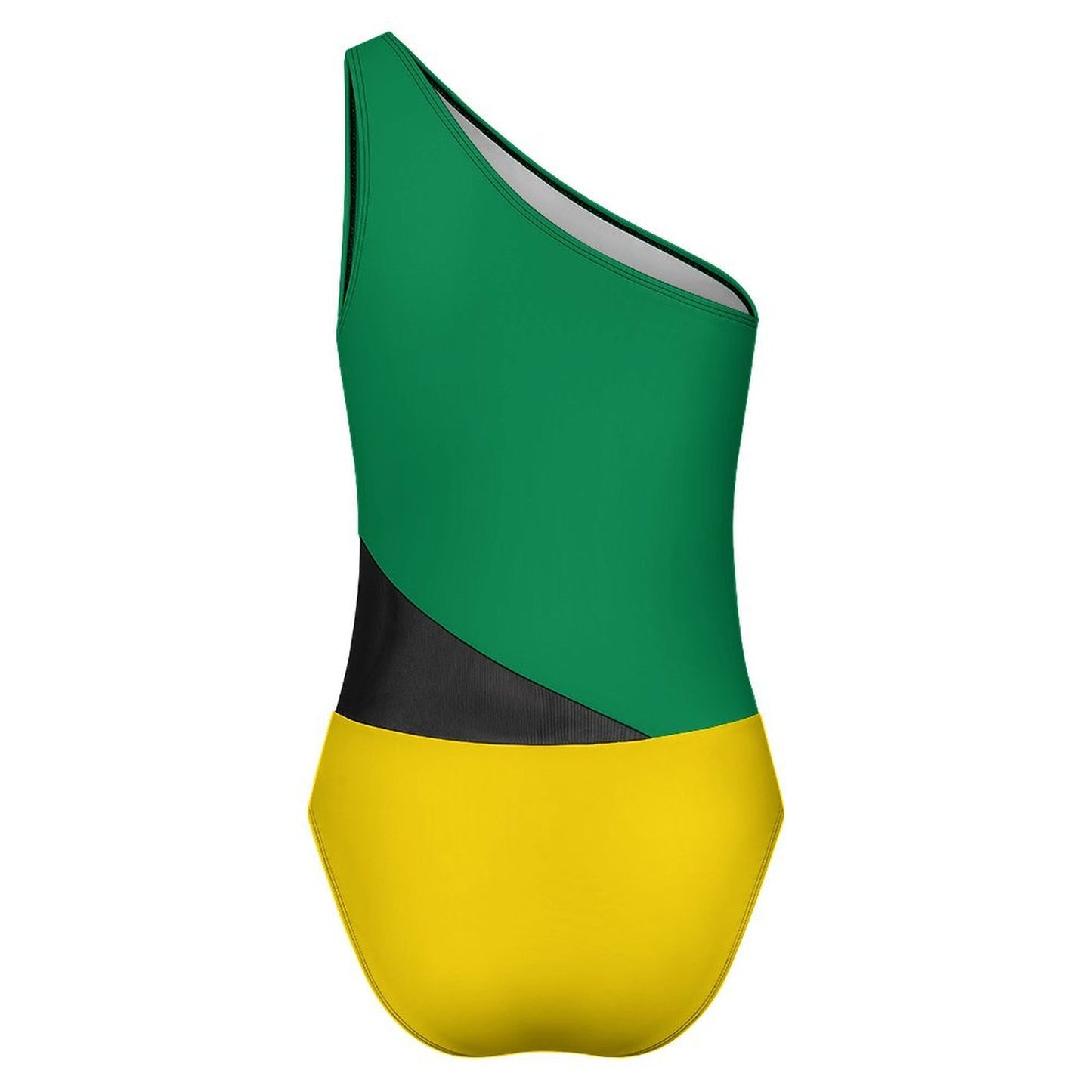 Brazil Flag Inspired Women’s One-Shoulder Mesh Swimsuit