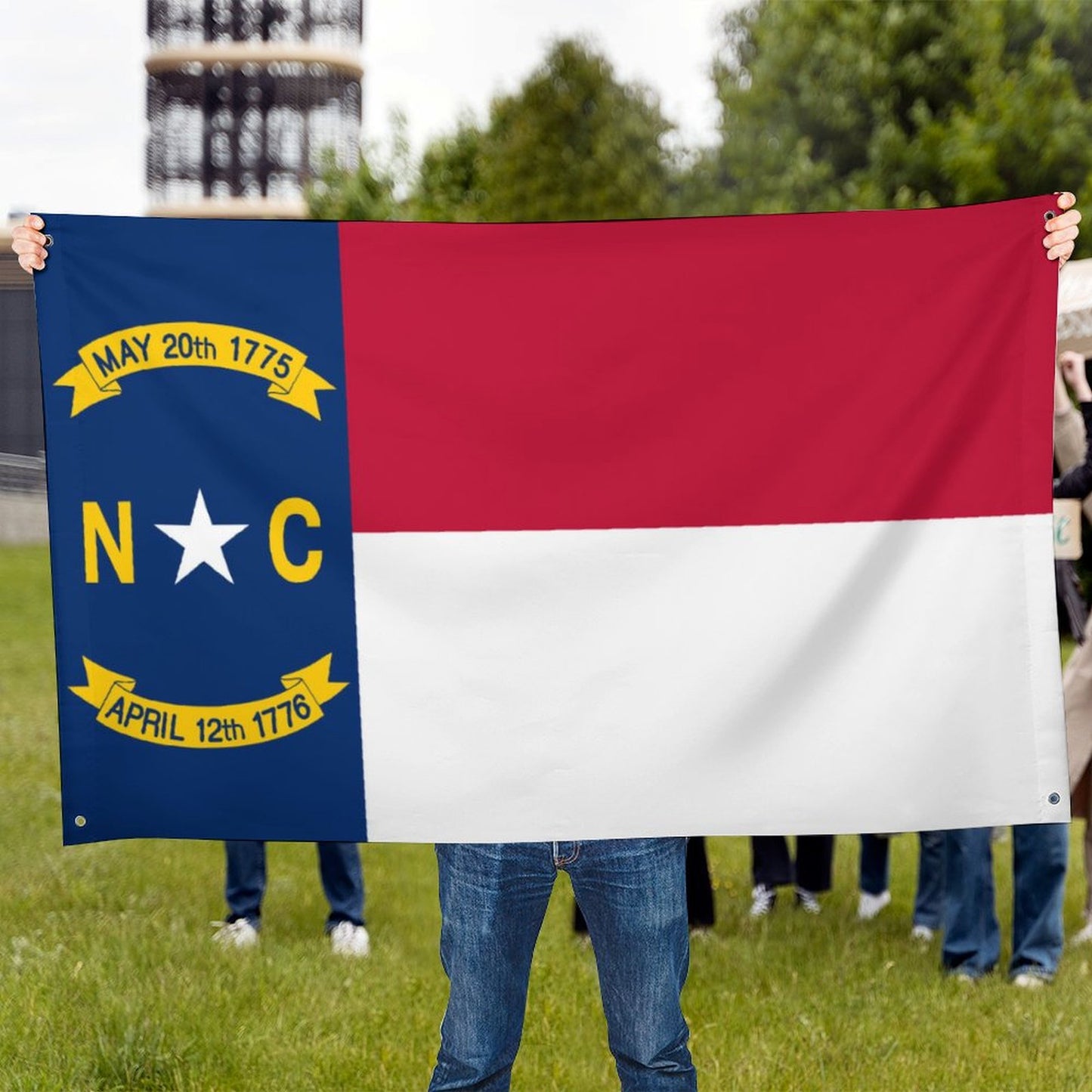 North Carolina Flag Inspired Wall Mount Flag with Four Grommets (35x59 in)