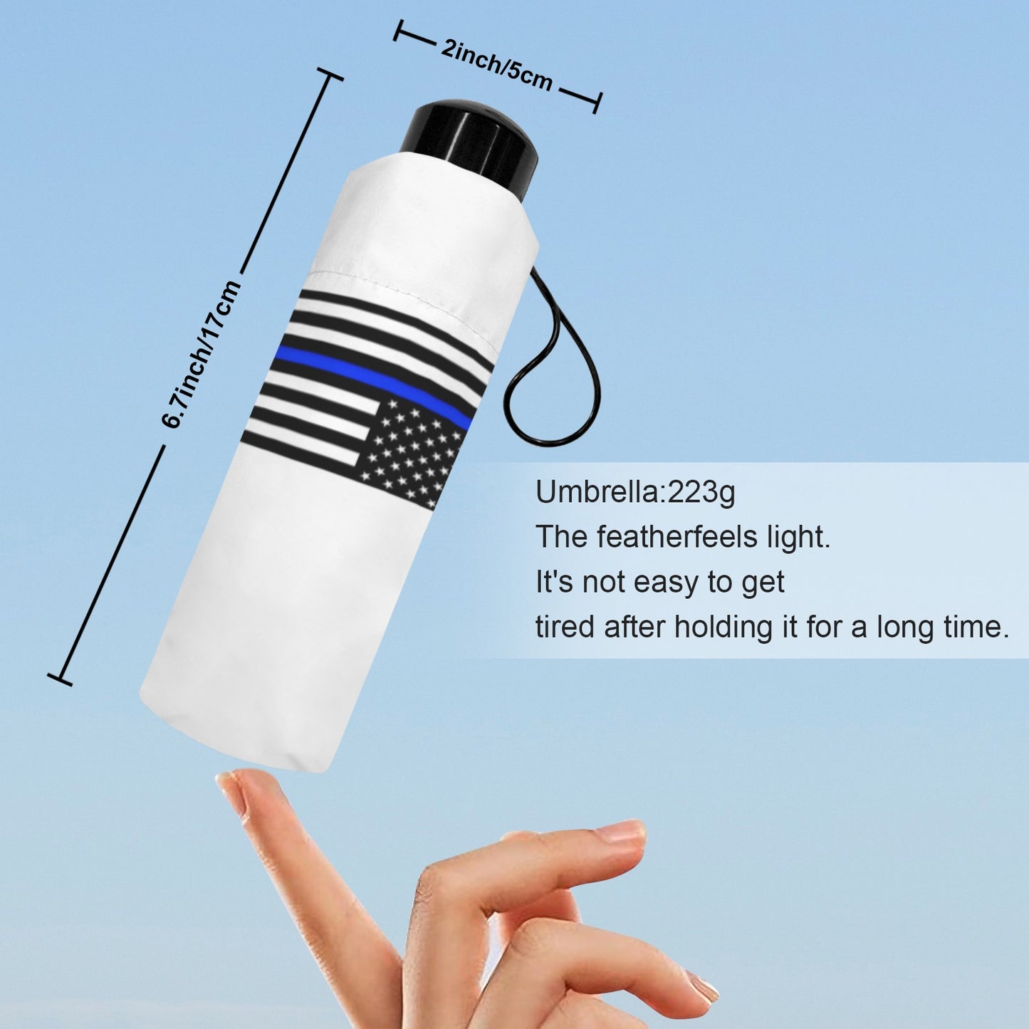 Thin Blue Line Flag Inspired Mini Compact Umbrella