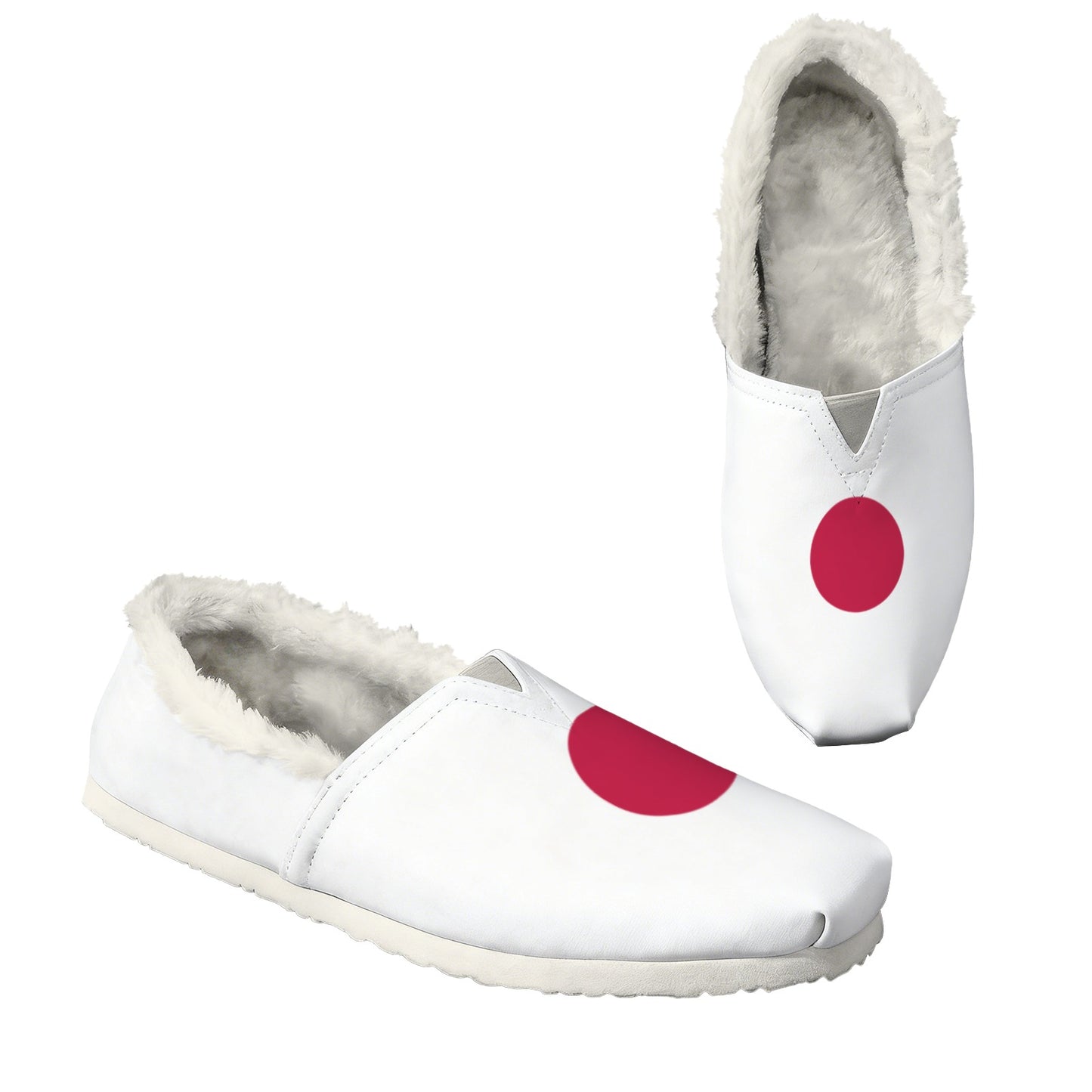 Japan Flag Inspired Women's Fleece-Lined Canvas Slip-On