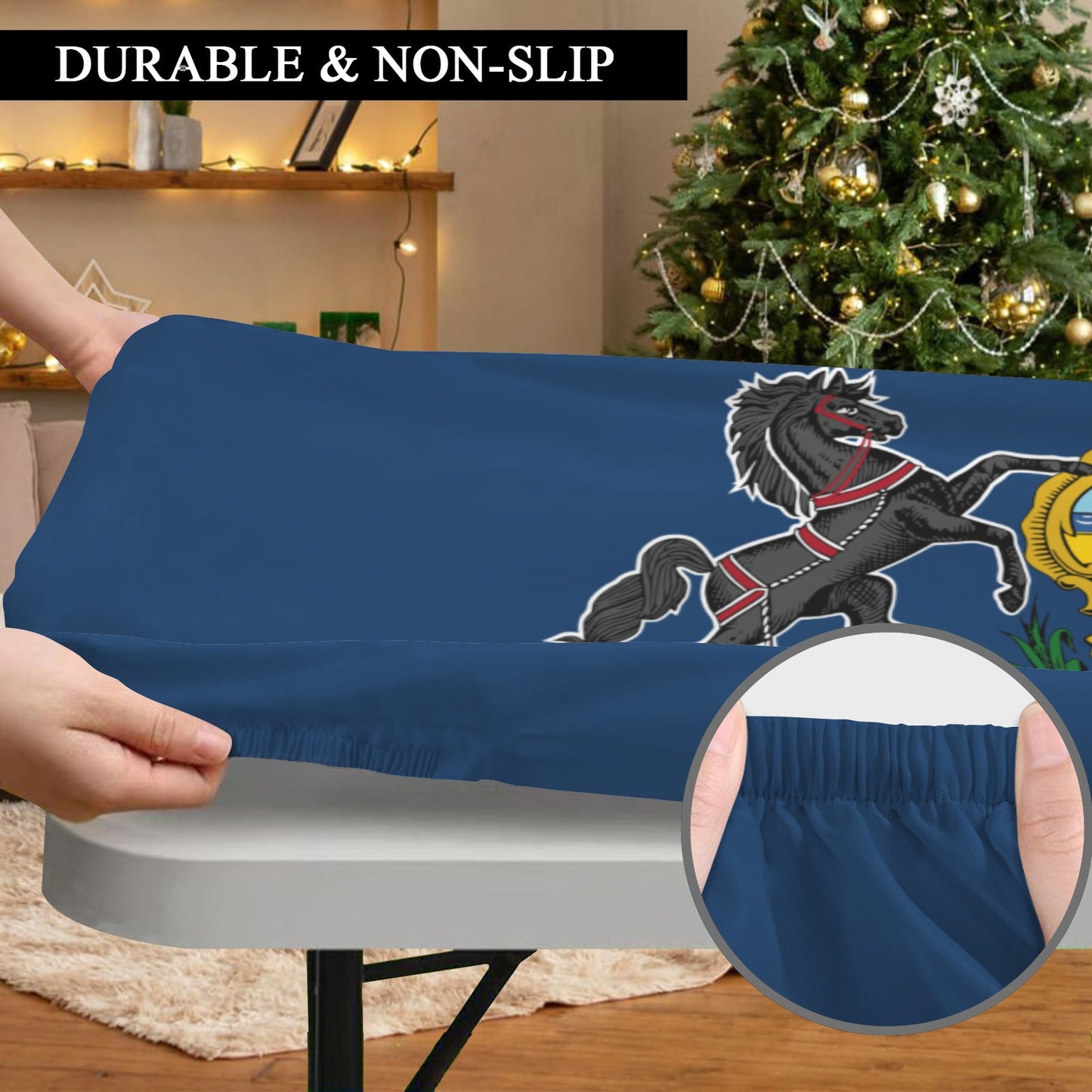 Pennsylvania Flag Inspired Custom Elastic Fitted Tablecloth 72x30 inch (Made in the USA)