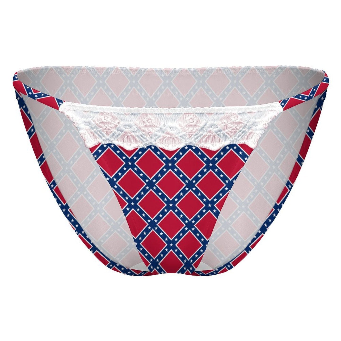 Confederate Battle Flag Inspired Pattern Lace Trim Underwear