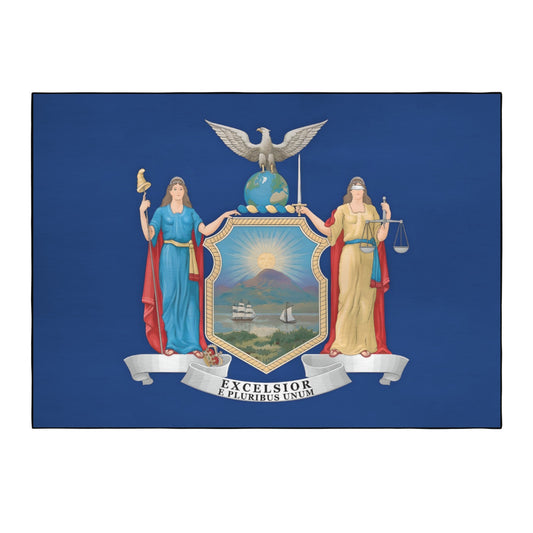 New York Flag Inspired 84x60 Inch Area Rug with Black Binding (Made in the USA)