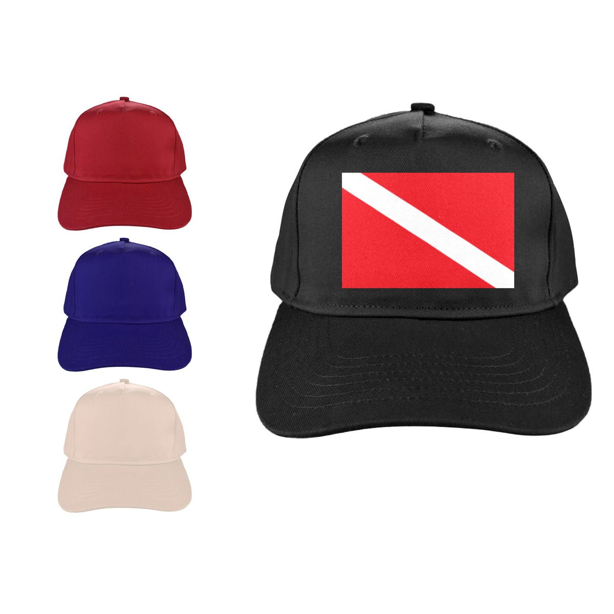 Diver Down Flag Inspired Baseball Cap | Printed in the  USA