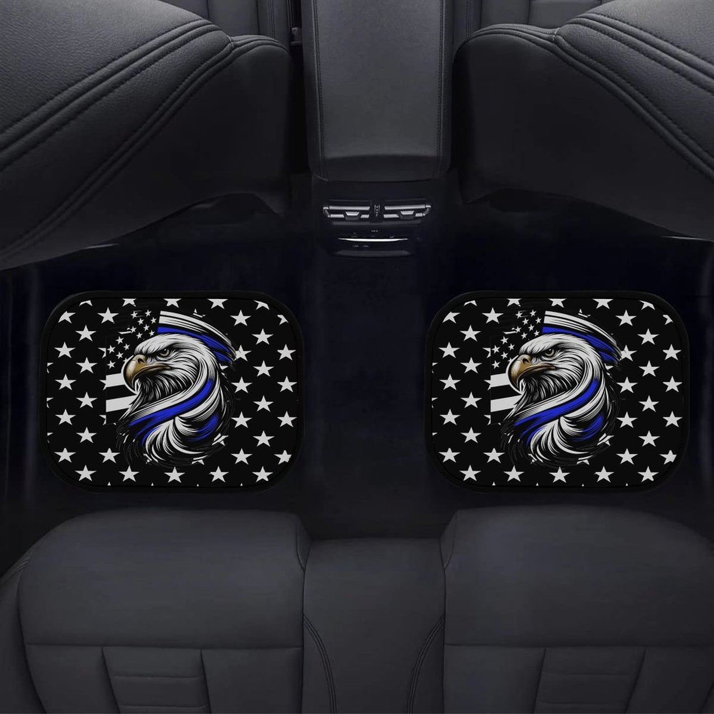 Thin Blue Line Flag Inspired Eagle Car Floor Mats(4pcs)