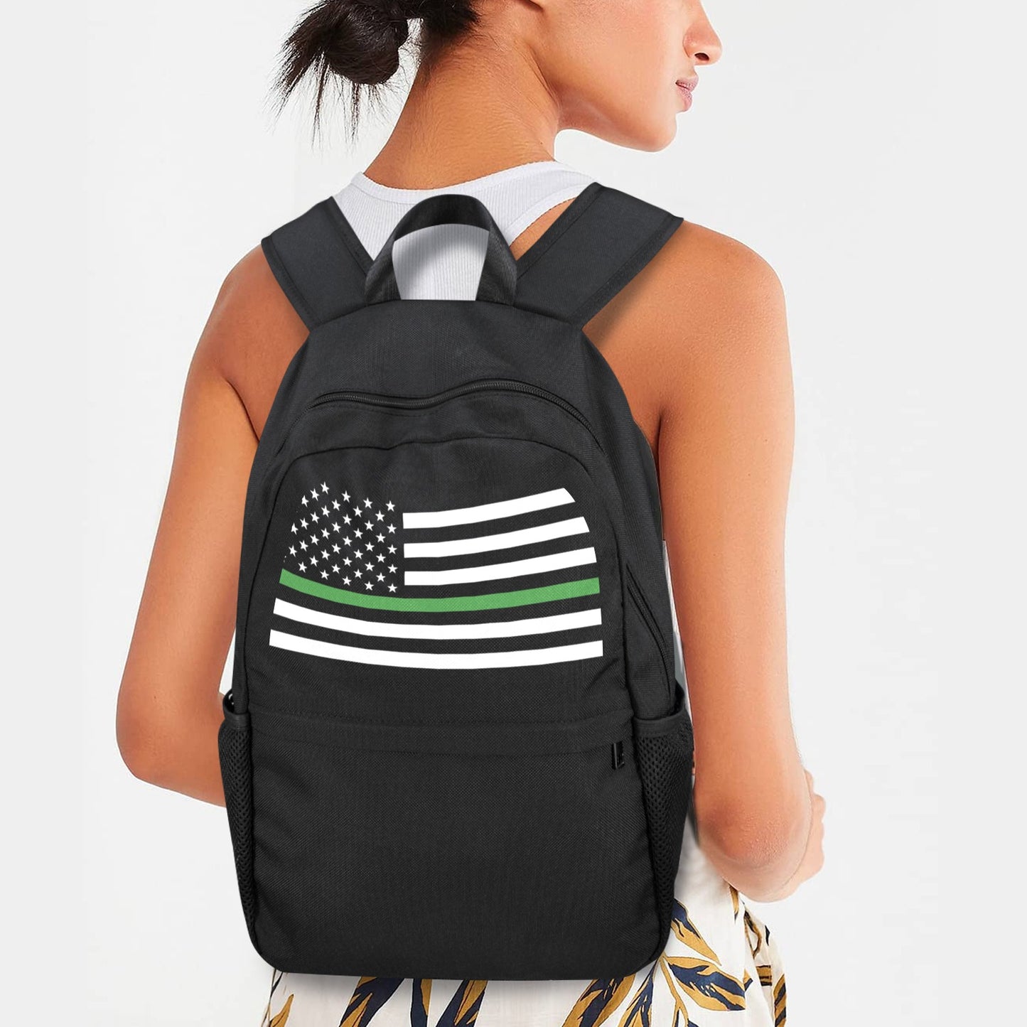 Thin Green Line Flag Inspired Casual Backpack Printed in the USA