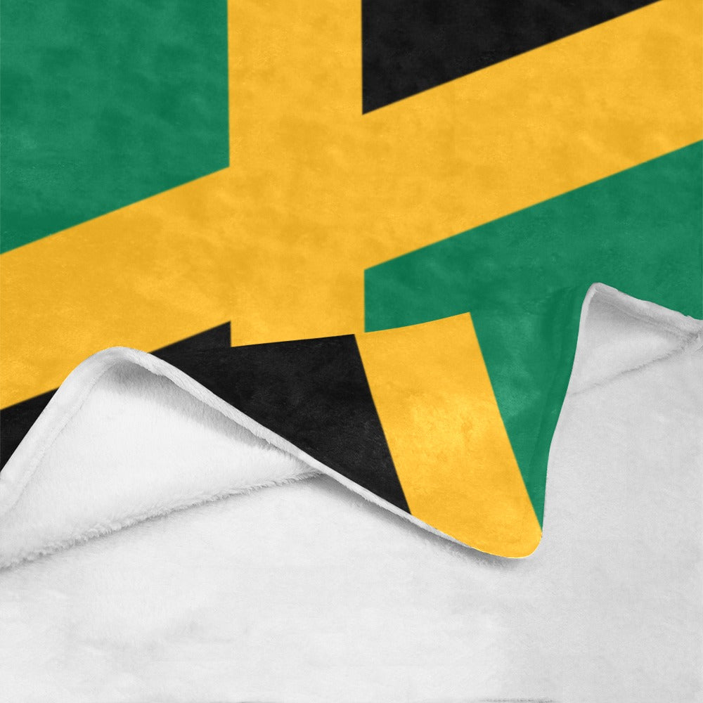 [Luv My Flag] Jamaican flag blanket with fleece lining visible.
