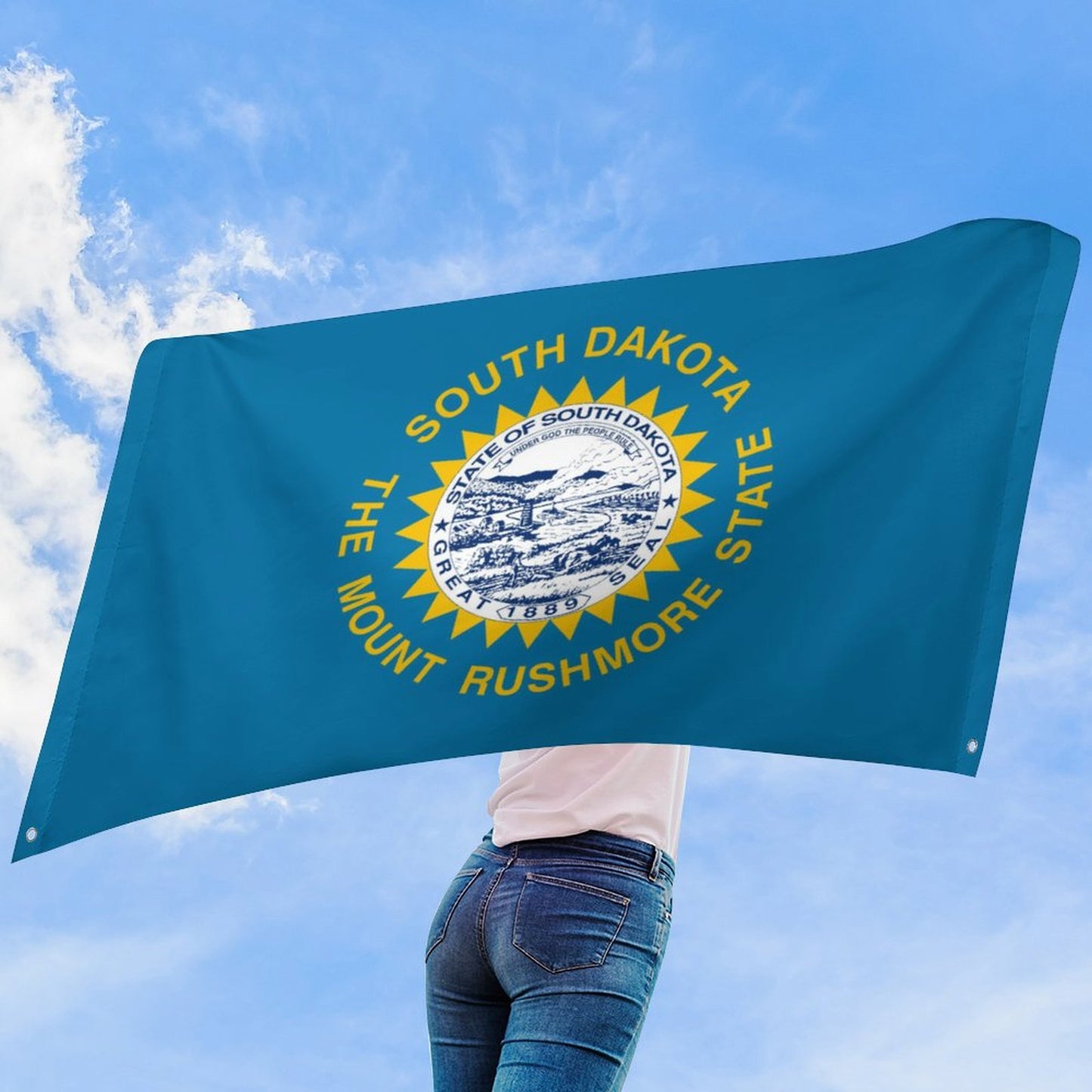 South Dakota Flag Inspired Wall Mount Flag with Four Grommets (35x59 in)