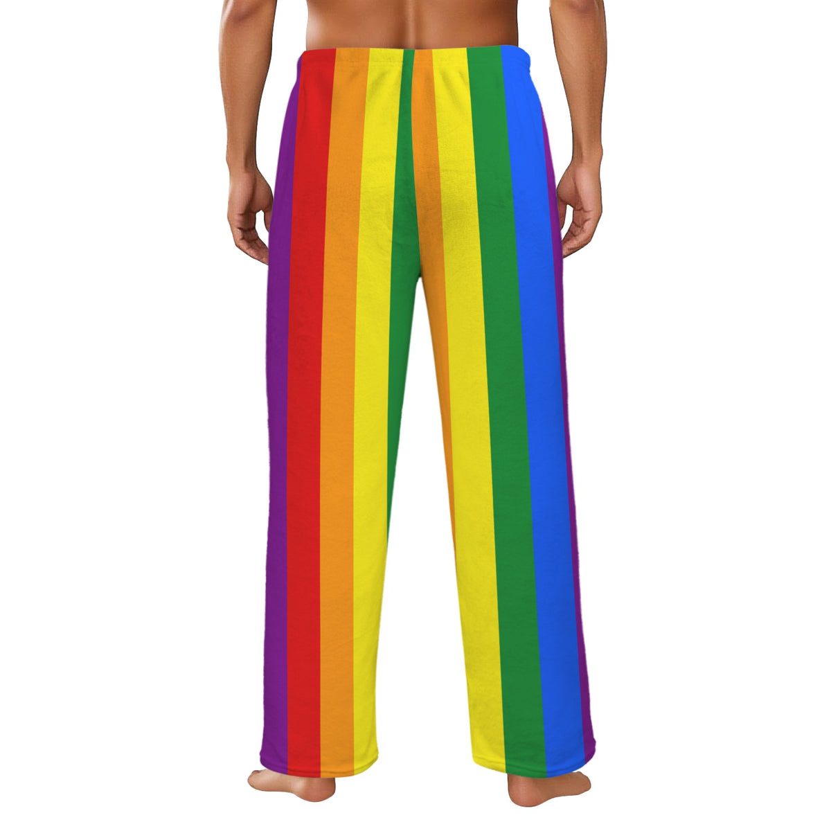 Rainbow Flag Inspired Men's Flannel Pajama Trousers Style-2 Printed in the USA