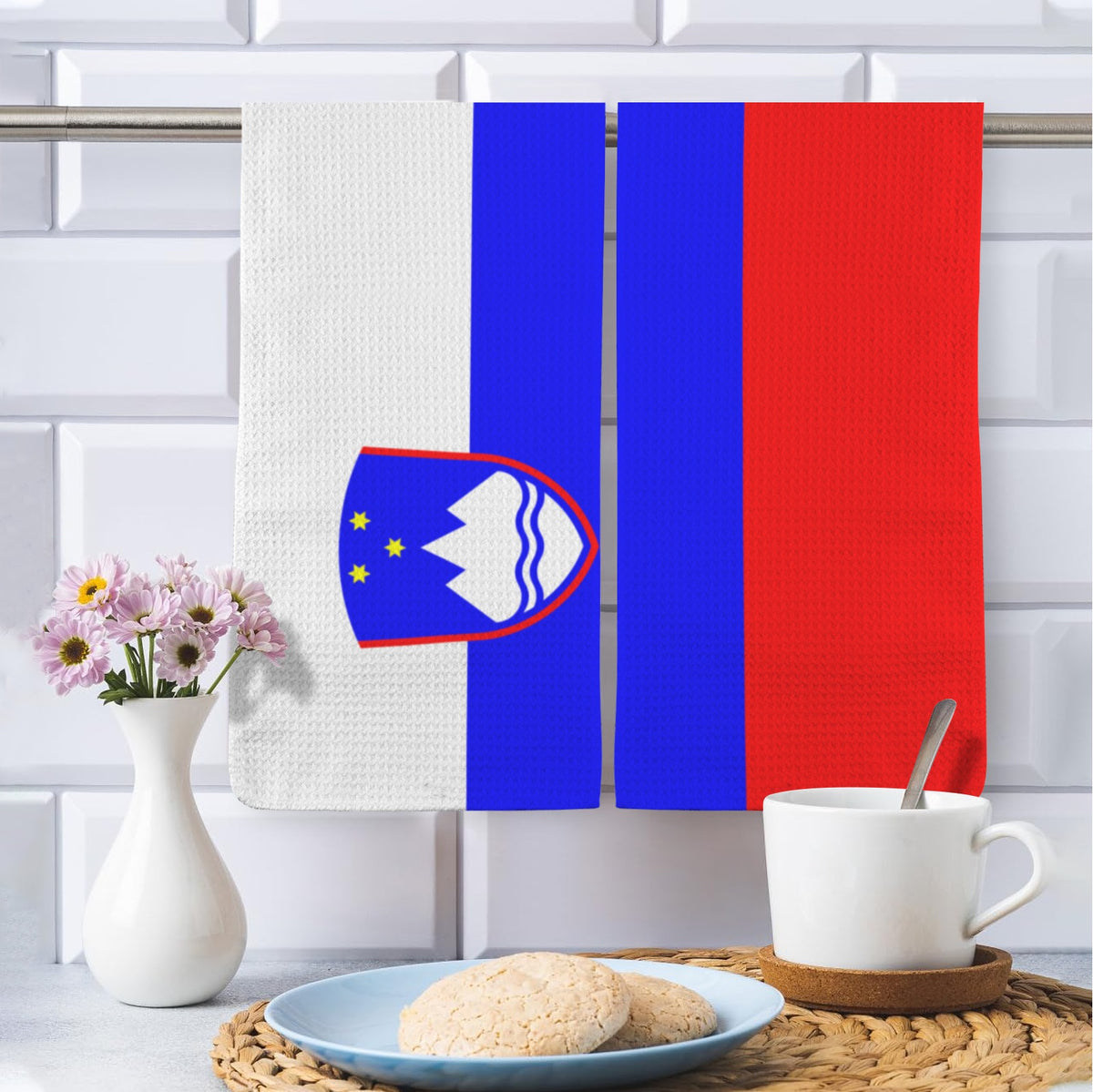 Slovenia Flag Inspired Kitchen Towel 40X60cm (Pack of 2) | Printed In the USA