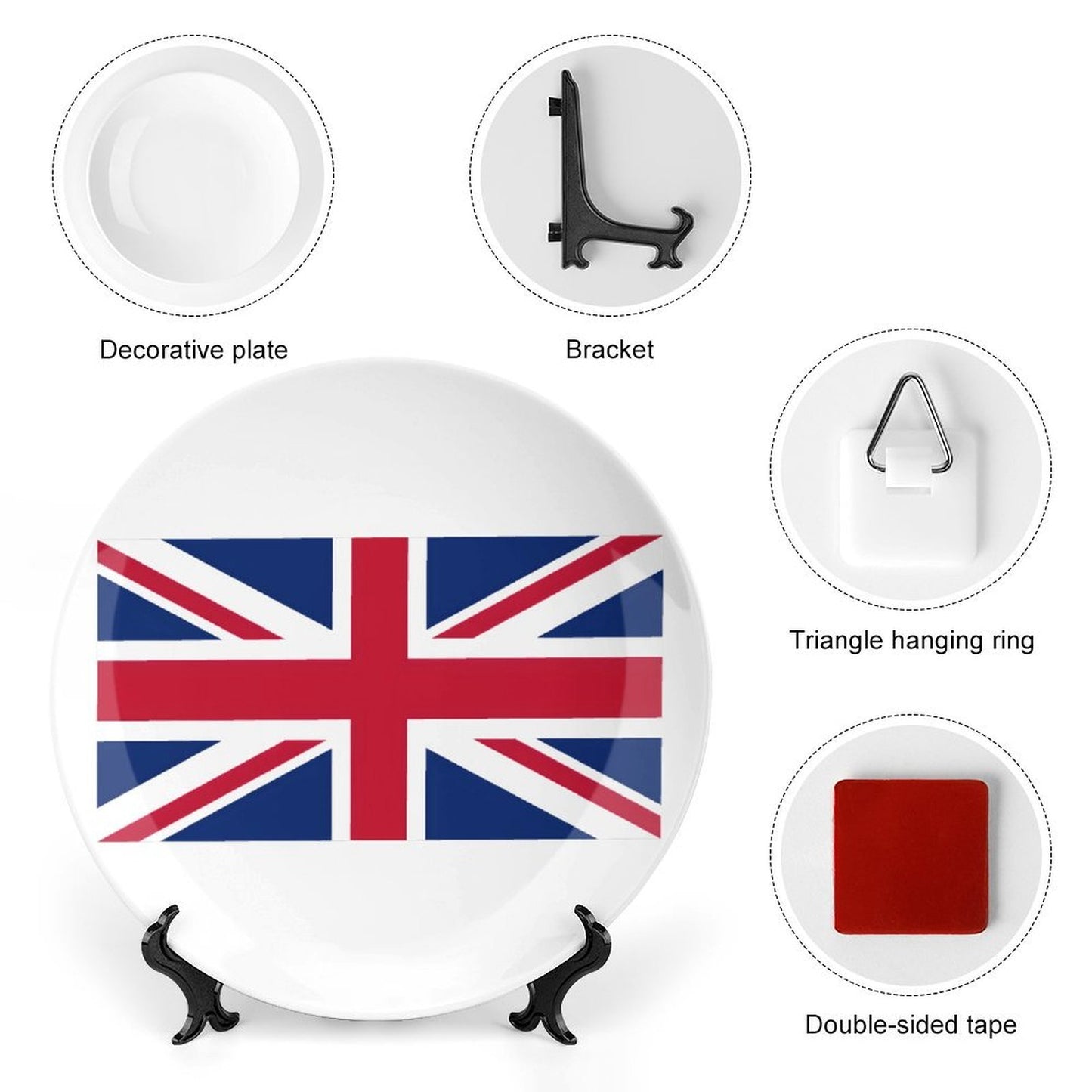 UK/Great Britain Flag Inspired Bone China Decorative Plate