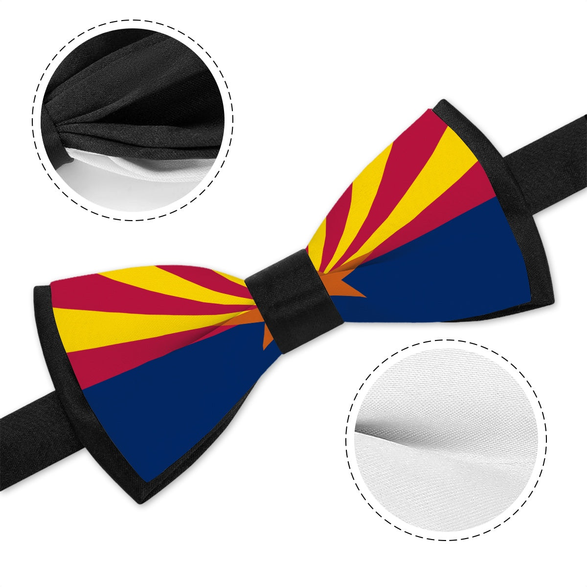 [Brand] Arizona-themed bow tie with vibrant colors and details.