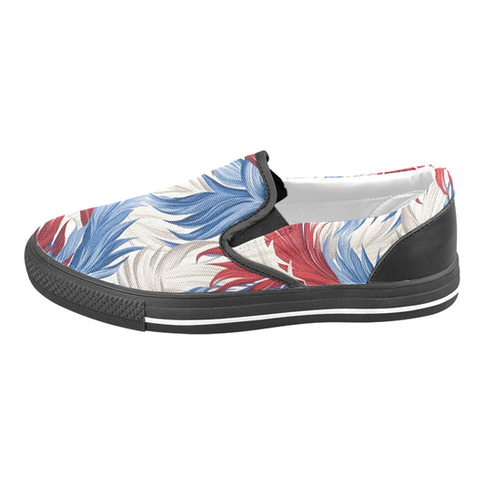 USA/American Flag Inspired Feather Pattern Men's Slip-on Canvas Shoes