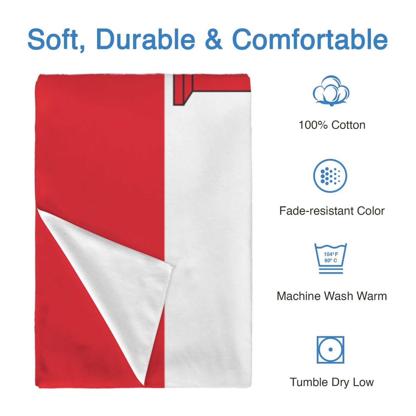 Gibralter Flag Inspired Custom Bath Towel 29"x58"(Made in USA)