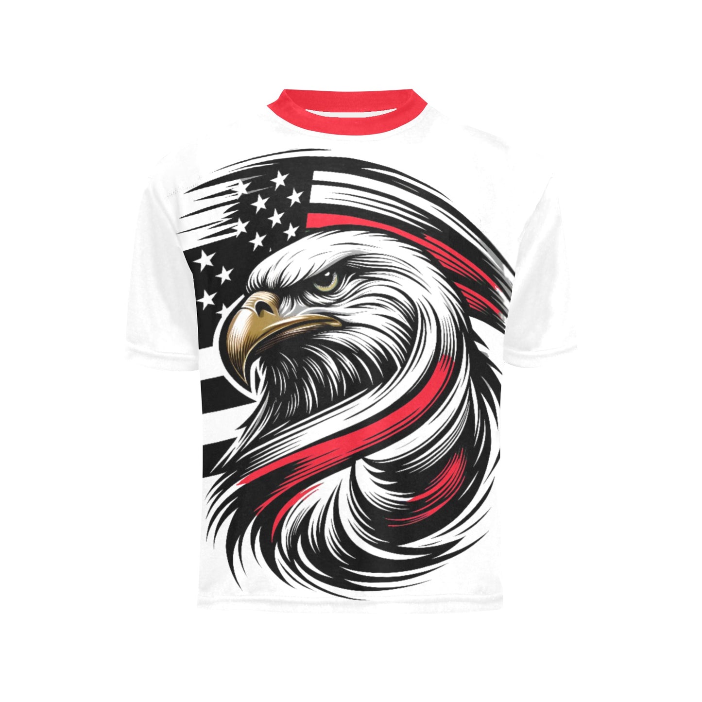 Thin Red Line Flag Eagle Boys Crew Neck T-Shirt Made in the USA