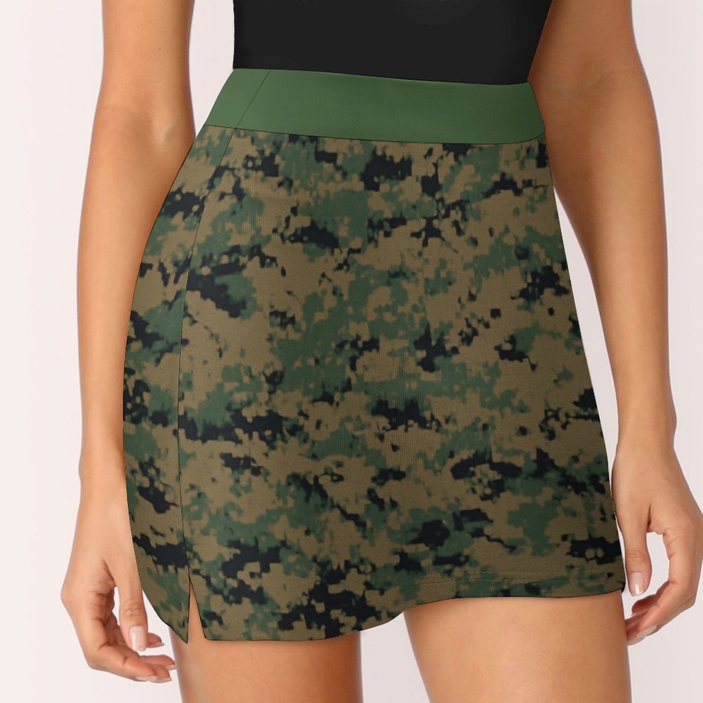 Thin Green Line Flag Inspired Eagle On Digital Camo Women’s Skort with Pocket