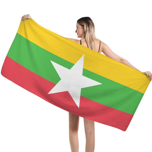 Myanmar Flag Inspired Custom Bath Towel 29"x58"(Made in USA)