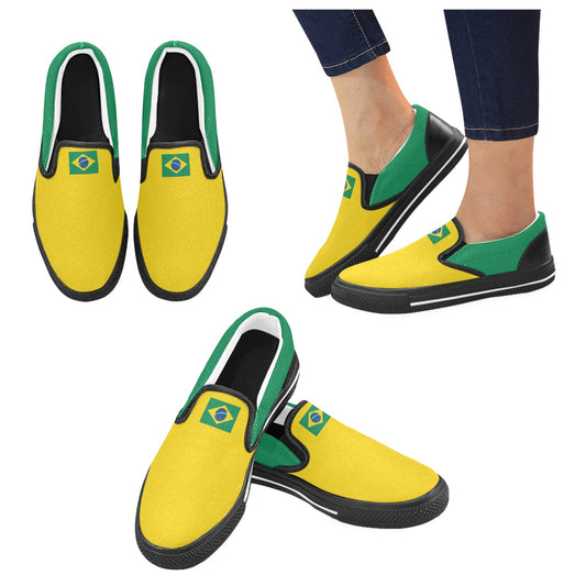 Brazil Flag Inspired Men's Slip-on Canvas Shoes