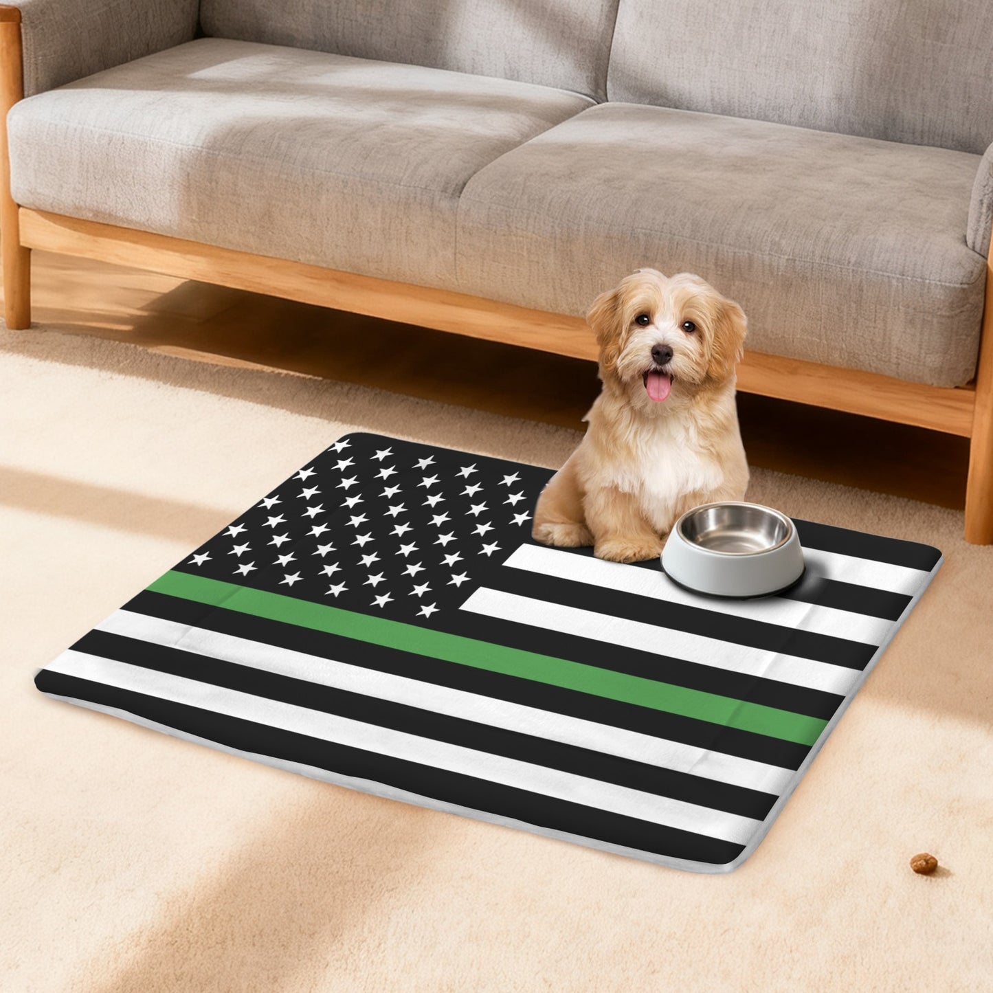 Thin Green Line Flag Inspired Pet Mat 25x18inch (Made in the USA)