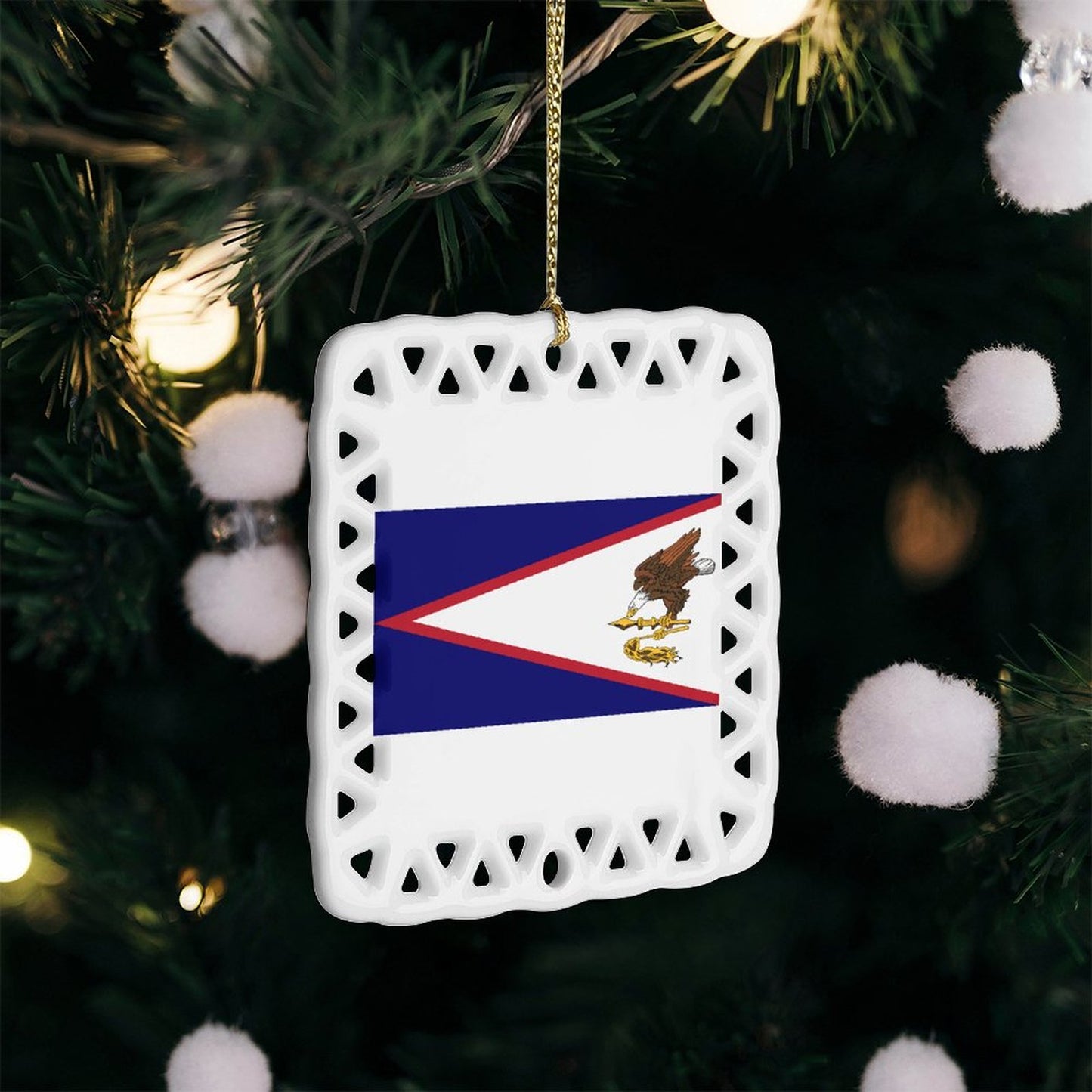 American Samoa Flag Inspired Square Ceramic Ornament Made in the USA