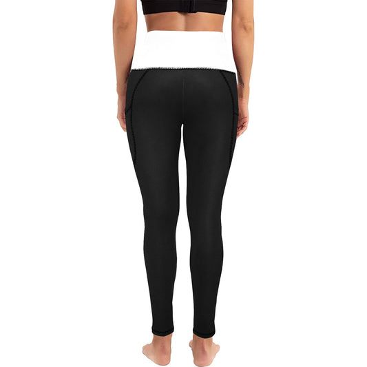 Thin Blue Line Flag Inspired Snake Women's High Waist Leggings with Pockets