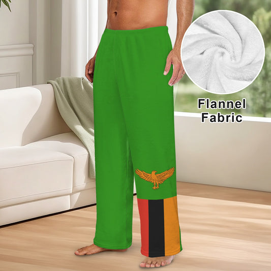 Zambia Flag Inspired Men's Flannel Pajama Trousers Printed in the USA