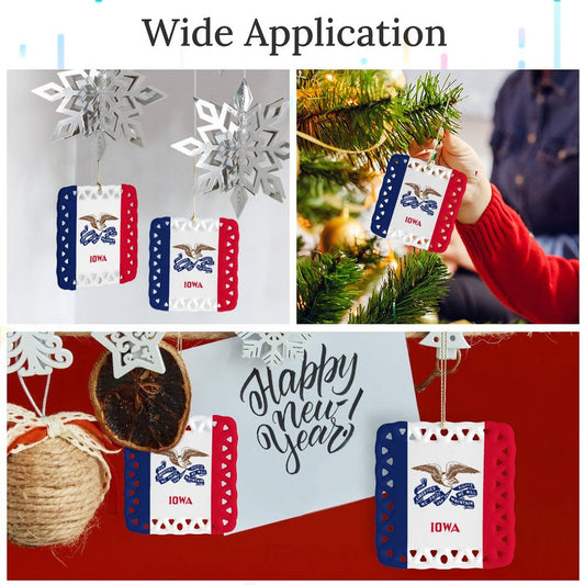 Iowa Flag Inspired Square Ceramic Ornament Made in the USA