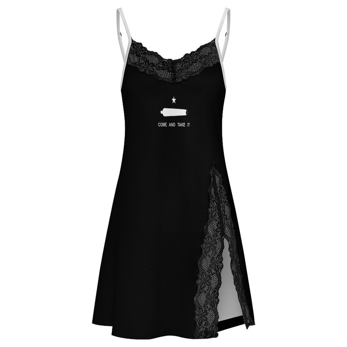 Come and Take It Flag Inspired Women's Lace Slit Cami Pajama Dress
