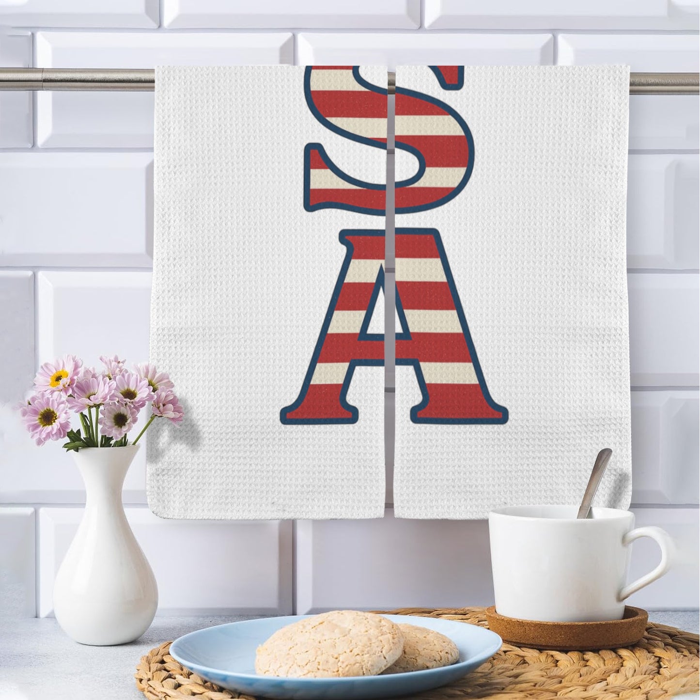 USA/American Flag Inspired "USA" Kitchen Towel 40X60cm (Pack of 2) (Made in the USA)